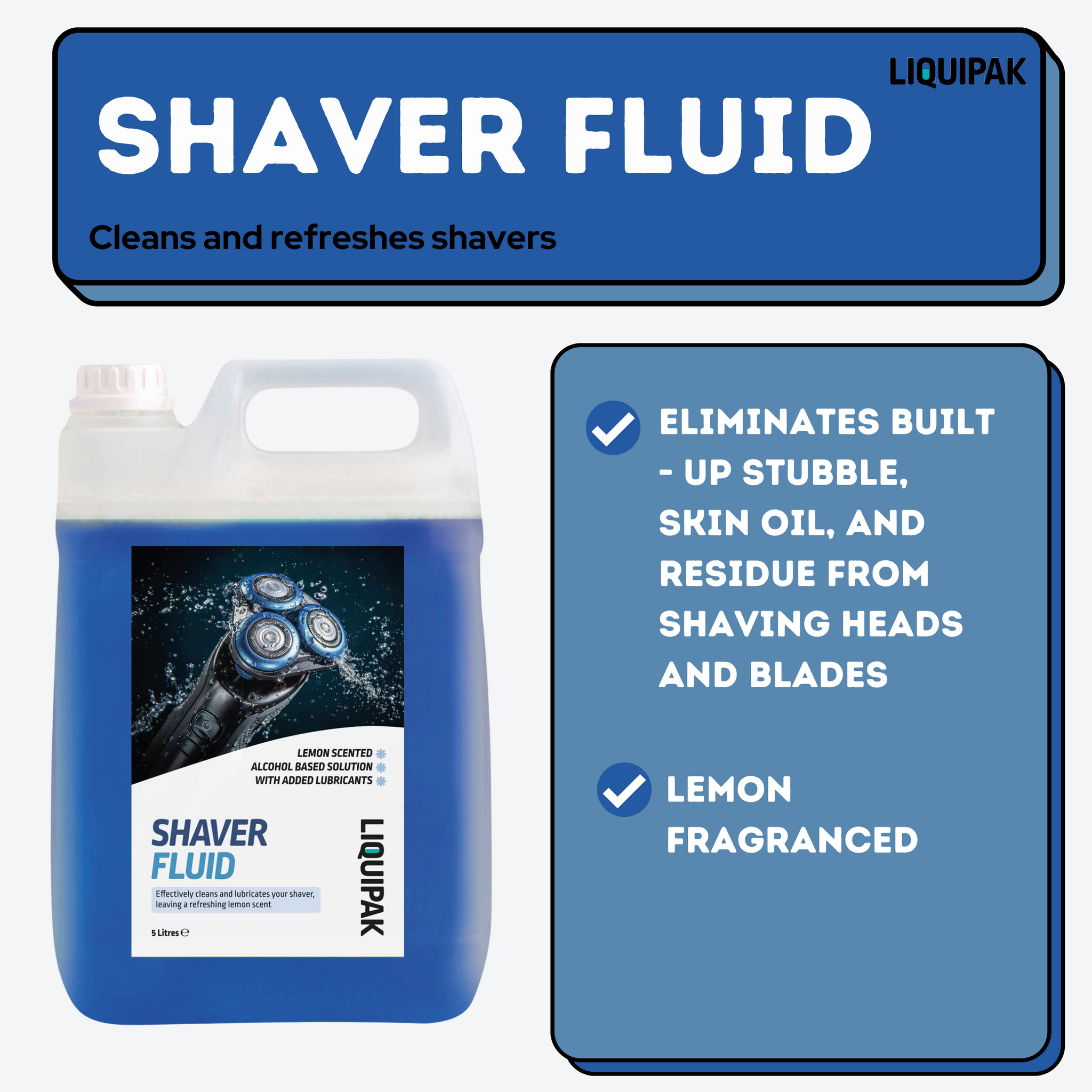 Cleanerist Shave And Razor Fluid Liquipak Shaver Fluid, Lemon Fragranced Cleaner For Electric Shavers