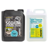 sodium hypochlorite + soft wash surfactant