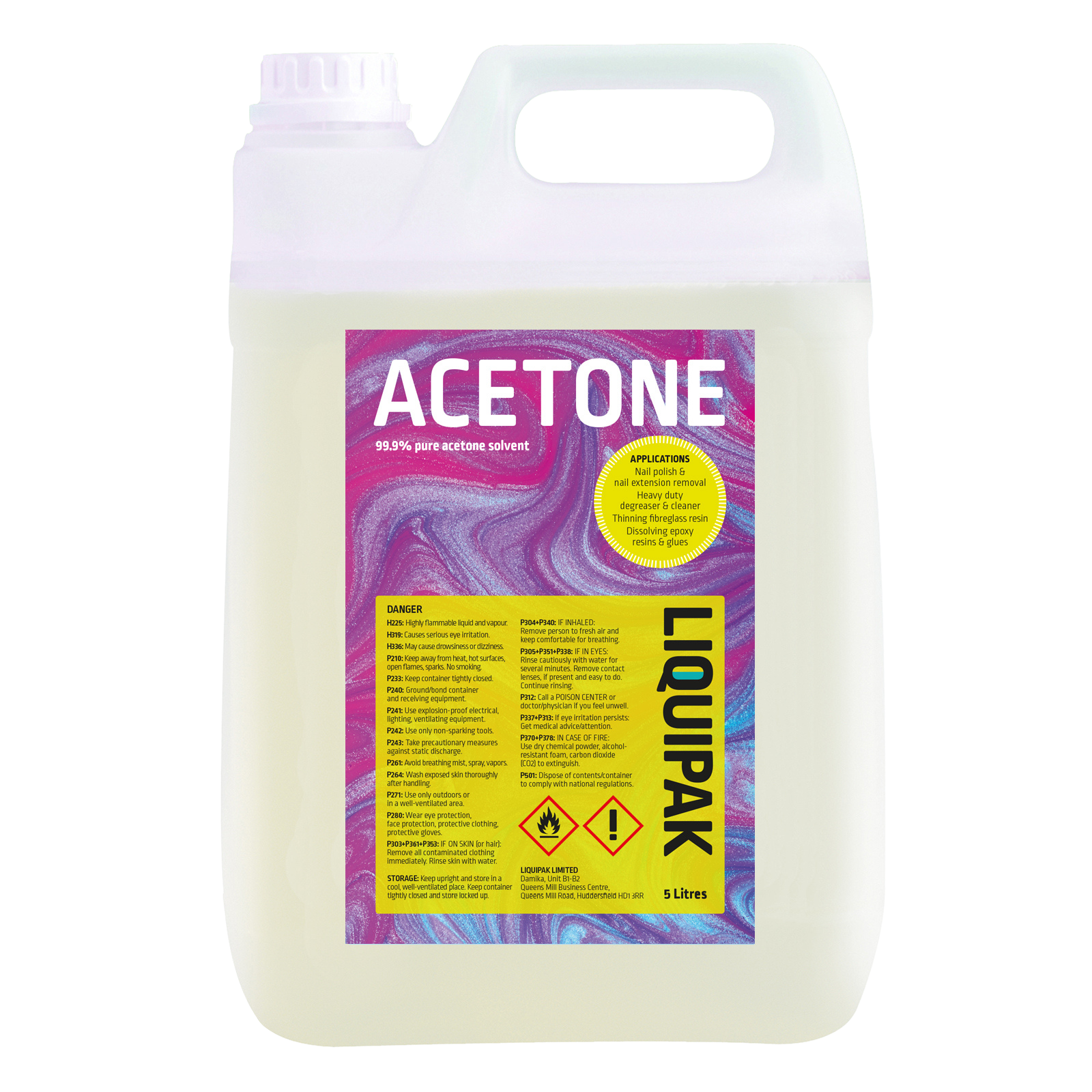 Liquipak - Acetone 99.9% 5Litres | Nail Polish Remover
